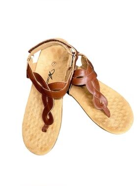 Athlefit Women's Orthopedic Arch Support Sandals Brown Velcro Size 7